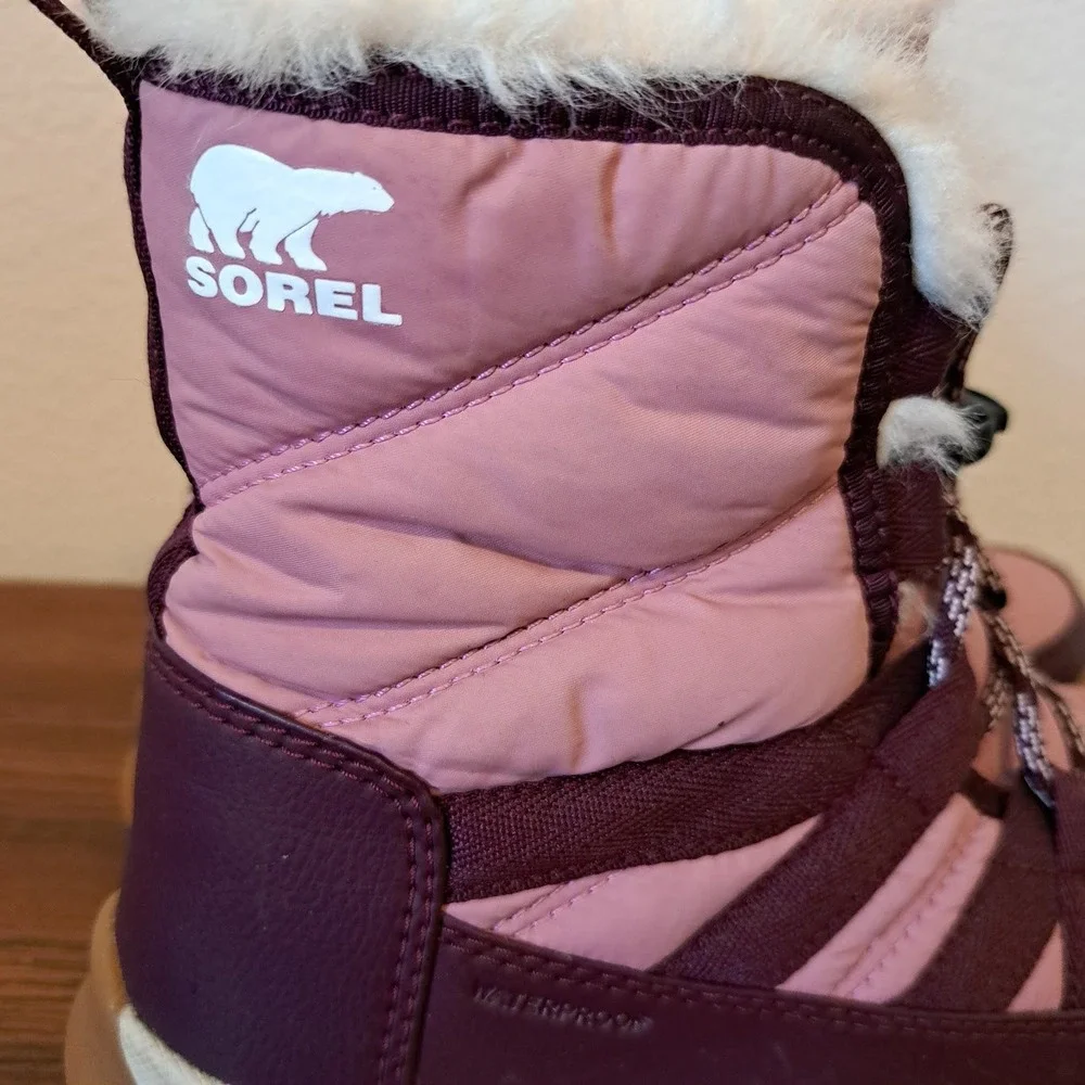 Sorel Whitney II Short Lace Waterproof Pink Plum Winter Boots Kids 3 NY5173-627